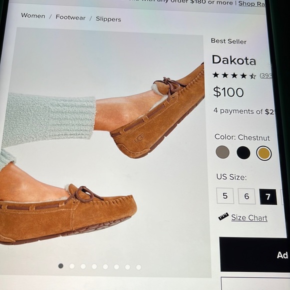 Ugg Dakota genuine slippers size 5 seem to run small lt brown new in the box - Picture 4 of 7
